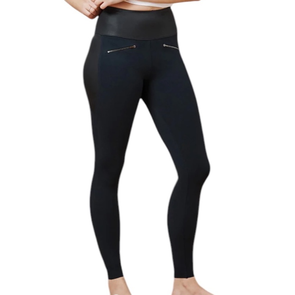 ADAY Black "Throw It Higher" High-Waisted Leggings with Zippers/Wet Look